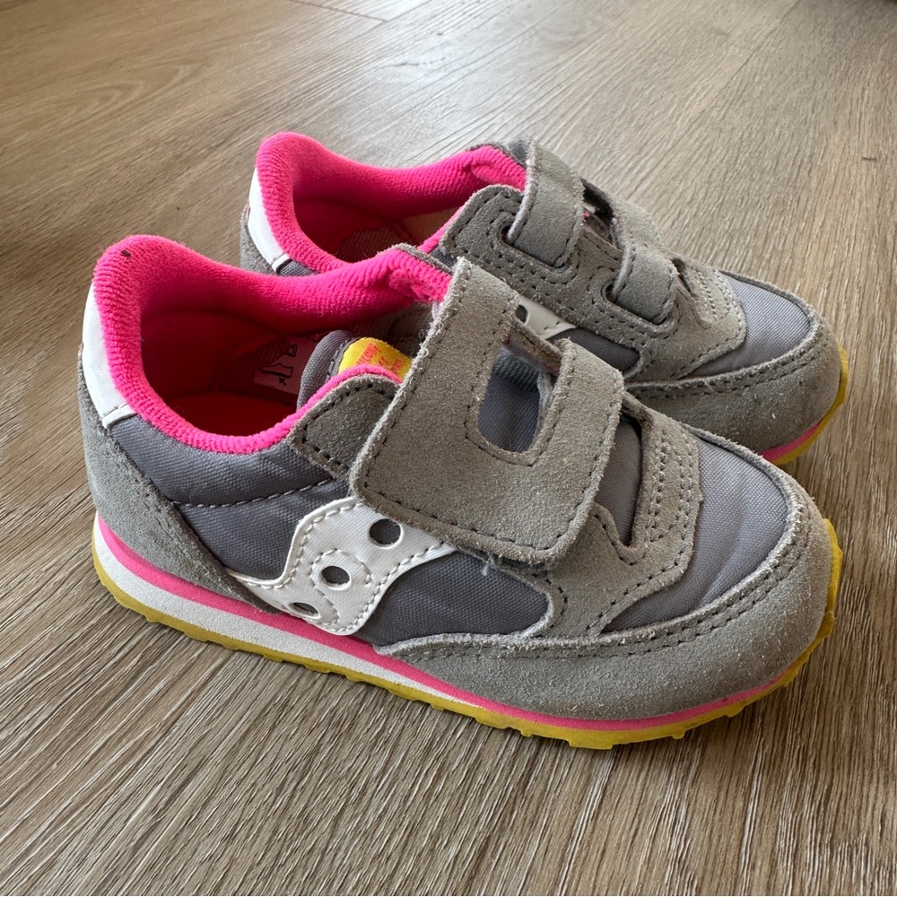 Saucony Gray and Pink Velcro Sneakers for Kids